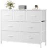OLIXIS 7 Drawer Fabric Dresser, Storage Tower for Bedroom and Closet | White Easy-Pull Bins for Closet Organizers, Ch...