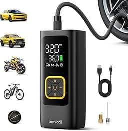 Car Tire Inflator Portable Air Compressor - Lamicall [4X Faster][150 PSI] Bike Air Pump, Rechargeable Battery, Pressu...