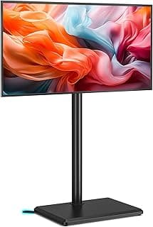 Rfiver Swivel Floor TV Stand with Mount for 32-60 inch TVs up to 88 lbs, Height Adjustable Tall TV Stand with Wood Ba...