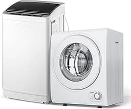 ROVSUN 17.8LBS Full Automatic Washing Machine and 1.5CuFt Portable Clothes Dryer Set, Compact Laundry Washer and Drye...