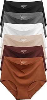 Cuweni Womens Underwear Seamless High Waisted Briefs No Show Panties 6 Pack