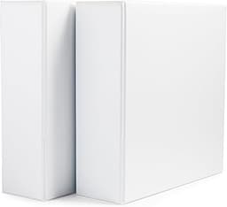 Amazon Basics 3 Ring Binders, 3 Inch D-Ring Organizer for School, Home Office, Paper Storage, White, 2 Pack