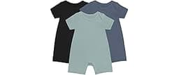 GUISBY Rayon Baby Pajamas, Short Sleeve Footless Rompers, Snap Closure Sleeper for Boy Girls