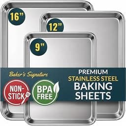 Stainless Steel Cookie Sheet Set of 3, 9/12/16" Baking Sheet Pans