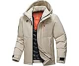 Jsslaik Men's Thermal Waterproof Windproof Jacket Hooded Insulated, Lightweight Winter Snow Coat with Multiple Pockets