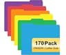 File Folder, PANDRI 170 Pack Colored File Folder, 1/3 Cut Tabs, Letter Size, Assorted 6 Colors Filing Folder for Offi...