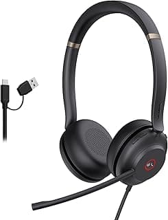 Yealink UH37 USB Headset with Noise Cancelling Mic Wired Headphone for PC | Stereo USB-C/A Computer Headset with Micr...