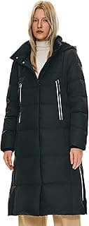 Orolay Women's Thickened Long Down Jacket Winter Down Coat Hooded Puffer Jacket with Side Zipper