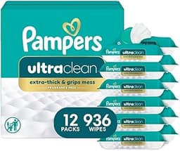 Pampers Ultraclean Baby Wipes (Previously 'Free & Gentle'), 99% Water, Hypoallergenic, Unscented, 100% Plant Based, P...