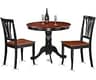 East West Furniture ANAV3-BLK-W 3 Piece Kitchen Table Set for Small Spaces Contains a Round Dining Table with Pedesta...