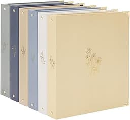 EOOUT 6 Pack 3 Ring Binders 1 inch, Three Round Ring 1'' Binders with 2 Pockets Interior, 6 Gold-Stamped Floral Color...