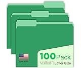 Green Manilla Folders File Folders 100-Pack Letter Size 8.5" x 11" Green Colored Folder with 1/3-Cut Tabs Durable Pre...