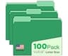 Green Manilla Folders File Folders 100-Pack Letter Size 8.5" x 11" Green Colored Folder with 1/3-Cut Tabs Durable Pre...