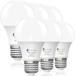 6-Pack A19 LED Light Bulbs,60 Watt Equivalent Daylight 5000K with E26 Base,Efficient 9W,800 Lumens Non-Dimmable LED B...