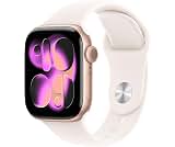 Apple Watch Series 11 [GPS + Cellular 42mm] Smartwatch with Rose Gold Case and Light Blush Sport Band - S/M. Sleep Sc...