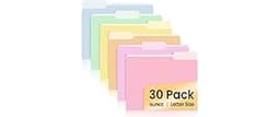 SUNEE File Folders, 30 Pack Manilla Folders 8.5 x 11, Colored File Folders Home Office School Supplies for Documents ...
