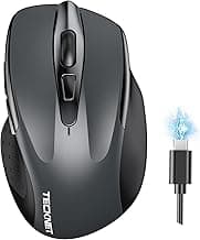 TECKNET Wireless Mouse (BT5.0/3.0 & 2.4G) Rechargeable 4800 DPI Silent USB A & Bluetooth Mouse 6 Buttons, Wide Compat...