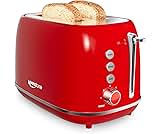 2 Slice Stainless Steel Toaster Retro with 6 Bread Shade Settings, Bagel, Cancel, Defrost Function, Extra Wide Slot, ...