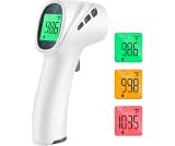 Forehead Thermometer for Adults and Kids, Non Contact, 1s Result (Gray) | 3-Color Fever Alarm, 35 Memory Recalls, 2-i...