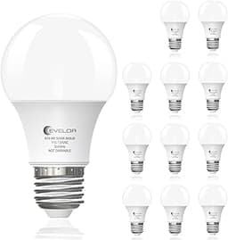 evelor A19 LED Light Bulbs,60 Watt Equivalent Daylight 5000K with E26 Base,Efficient 9W,800 Lumens Non-Dimmable LED B...