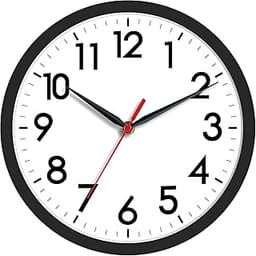 AKCISOT Wall Clock, Modern Small Wall Clocks Battery Operated 8 Inch, Silent Non-Ticking Analog Classic for Office, H...