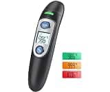 Ear and Forehead Thermometer for Adults & Kids, 1s Accurate Result (Black) | Fever Alarm, 1S Result, 3-Color Backligh...