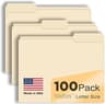 Manilla Folders 8.5 x 11 File Folders Letter Size Manila Folder with 1/3 Cut Tab 100 Pack Paper Folders for Office, S...