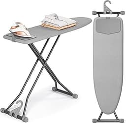 APEXCHASER Ironing Board, Compact Iron Board with Silicon Mat, Foldable Ironing Board with Heat Resistant Cover, 7 He...