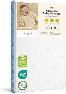 MAMAZING Aerobase Mini Crib Mattress 38" L x 24" W, 2-Stage Breathable Mattress, Non-Toxic, Waterproof Sleep Surface,...