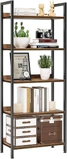 NUMENN Bookshelf, 5 Tier Freestanding Shelving Unit, Vintage