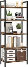 NUMENN Bookshelf, 5 Tier Freestanding Shelving Unit, Vintage