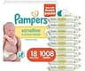Pampers Sensitive Baby Wipes, Water Based, Hypoallergenic and Unscented, 18 Flip-Top Packs (1008 Wipes Total) [Packag...