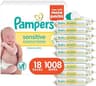 Pampers Sensitive Baby Wipes, Water Based, Hypoallergenic and Unscented, 18 Flip-Top Packs (1008 Wipes Total) [Packag...