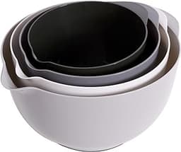 BoxedHome Classic Mixing Bowl Set, BPA Free Plastic, Microwave and Dishwasher Safe (Set of 4, Grey),3.5 quarts