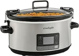 Crock-Pot 7-Quart Slow Cooker, Portable Programmable with Timer, Locking Lid, Stainless Steel; an Essential Kitchen A...