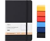 SUIN A5 Hardcover Lined Journal Notebook, Black, 1 Pack, 200 Pages | Faux leather hardcover with lay-flat ruled pages...