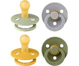BIBS Pacifiers - Color 4 Pack | Round Nipple Baby Pacifier | BPA Free Natural Rubber Latex Soother | Made in Europe |...