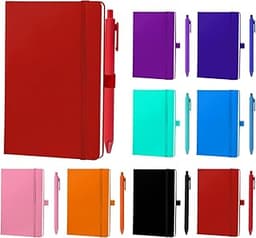 8 Pack Pocket Notebooks and Pen Set, 200 Pages/100 Sheets Small Ruled Lined Hardcover Journals A6 Mini Pocket Noteboo...