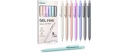 Piochoo Gel Pens, 8 Pcs 0.5mm Quick Dry Black Ink Pens Fine Point Journal Pens Smooth Writing Pens, Cute Office Schoo...