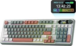 RK ROYAL KLUDGE S98 Mechanical Keyboard w/Smart Display & Knob, Top Mount 96% Wireless Mechanical Keyboard BT/2.4G/US...