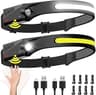 Headlamp Rechargeable 2PCS, 230° Wide Beam Head Lamp LED with Motion Sensor for Adults - Camping Accessories Gear, Wa...