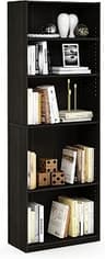 Furinno Jaya 5-Tier Book Shelf with Adjustable Shelves, Espresso | 9.5 x 24.5 x 71.2, Tall Bookshelf, Bookcase, for O...