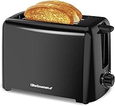 Elite Gourmet 2-Slice Cool Touch Toaster – 6 Browning Levels, Extra Wide 1.25” Slots for Bagels & Thick Bread, Cancel...