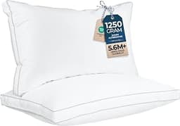 Utopia Bedding Gusset Bed Pillow, Hotel Pillows King Size Set of 2, White | Cotton Blended Down alternative pillows f...