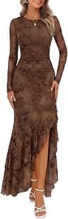 MEROKEETY Women's Fall Wedding Guest Cocktail Formal Maxi Dresses