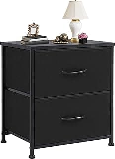 DUMOS Night Stand Small Dresser for Bedroom with 2 Drawers, Bedside Table | Fabric Bedside Storage Furniture, 20 Inch...