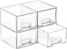 Vtopmart 4 Pack Small Clear Stackable Storage Drawers,Acrylic Bathroom Makeup Organizer,Plastic Storage Bins For Vani...