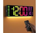JALL 16" Large Digital Wall Clock with RGB Colors for Classroom, Wall Clock with Bluetooth for Time Set, Digital Cloc...
