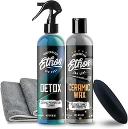 Ethos Ceramic Wax & Detox Prep Kit – Ceramic Wax Paint Sealant & Surface Prep Cleaner for Cars – Long-Lasting Gloss, ...
