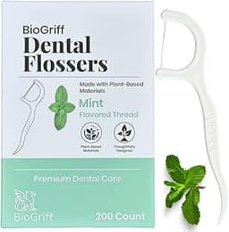 Eco-Friendly 200 Count Dental Floss Picks – Flossers Made with Corn Starch Blend | Mint Flavored| Plant-Based | Shred...